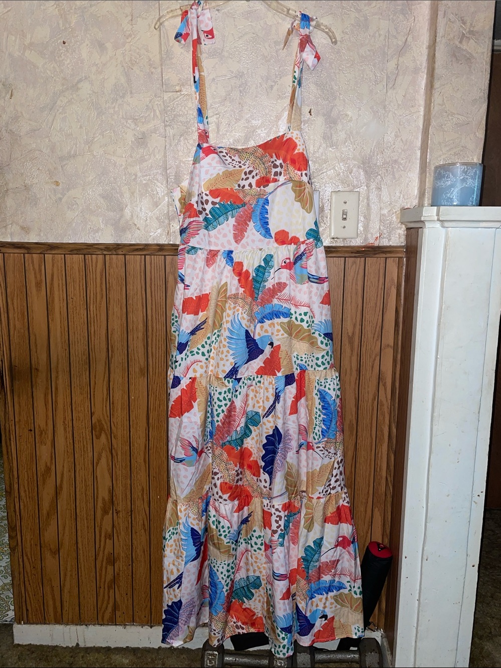 Multi color tropical paradise maxi sundress (XL)(new)